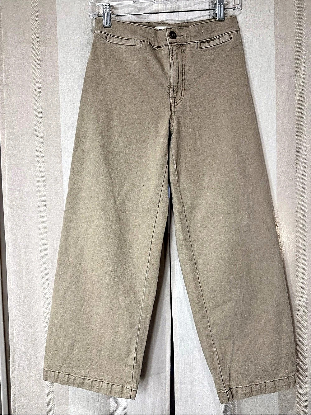 Madewell The Emmett Wide-Leg Crop Pant: Welt Pocket Edition Brown Waist 27